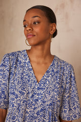 ALBINA BLUE PRINTED DRESS