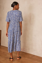 ALBINA BLUE PRINTED DRESS