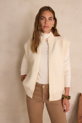 BRIAN CREAM SLEEVELESS CARDIGAN
