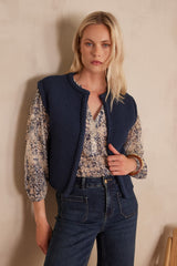 BETSY INK SLEEVELESS COTTON CARDIGAN
