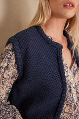 BETSY INK SLEEVELESS COTTON CARDIGAN