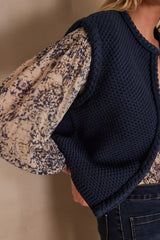 BETSY INK SLEEVELESS COTTON CARDIGAN