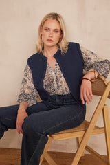 BETSY INK SLEEVELESS COTTON CARDIGAN