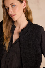 BAYANE BLACK SLEEVELESS WOOL CARDIGAN