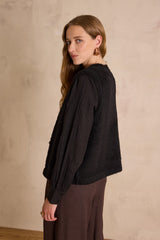 BAYANE BLACK SLEEVELESS WOOL CARDIGAN