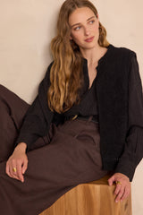 BAYANE BLACK SLEEVELESS WOOL CARDIGAN