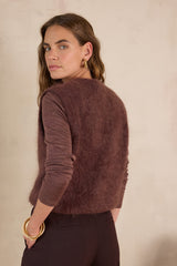 LOULOU AUBERGINE SLEEVELESS MOHAIR CARDIGAN