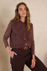 LOULOU AUBERGINE SLEEVELESS MOHAIR CARDIGAN