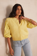 LOULOU LEMON SLEEVELESS MOHAIR CARDIGAN