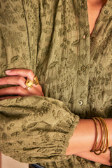SIENA KHAKI EMBROIDERED COTTON BLOUSE