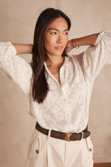 SIENA ECRU EMBROIDERED COTTON BLOUSE