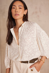 SIENA ECRU EMBROIDERED COTTON BLOUSE