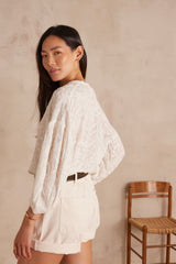 SIENA ECRU EMBROIDERED COTTON BLOUSE