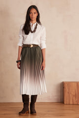 DARCY KHAKI GRADIENT PLEATED SKIRT