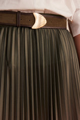 DARCY KHAKI GRADIENT PLEATED SKIRT