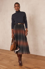 DARCY RUST GRADIENT PLEATED SKIRT
