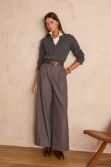 BALTHAZAR WOOL ANTHRACITE V-NECK JUMPER