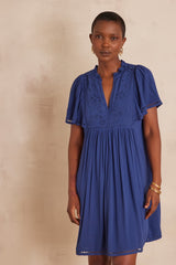 ROMANE BLUE EMBROIDERED DRESS