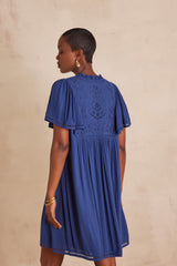 ROMANE BLUE EMBROIDERED DRESS