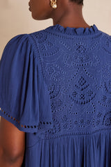 ROMANE BLUE EMBROIDERED DRESS