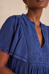 ROMANE BLUE EMBROIDERED DRESS