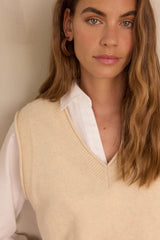 BASILE BEIGE SLEEVELESS WOOL JUMPER