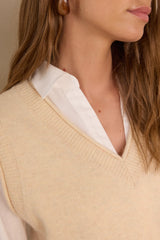 BASILE BEIGE SLEEVELESS WOOL JUMPER