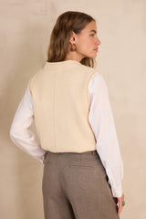 BASILE BEIGE SLEEVELESS WOOL JUMPER