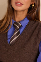 BASILE DARK BROWN WOOL SLEEVELESS JUMPER