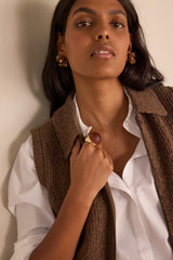 SIMON CAMEL SLEEVELESS CARDIGAN