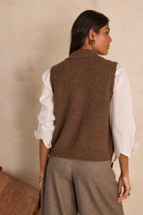 SIMON CAMEL SLEEVELESS CARDIGAN