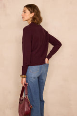 CHRIS WOOL AND YAK AUBERGINE CARDIGAN