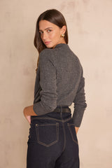 CHRIS WOOL AND YAK ANTHRACITE CARDIGAN