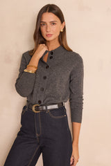 CHRIS WOOL AND YAK ANTHRACITE CARDIGAN
