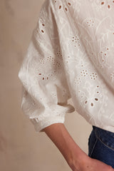 BLISS ECRU BRODERIE ANGLAISE COTTON BLOUSE