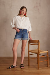 BLISS ECRU BRODERIE ANGLAISE COTTON BLOUSE