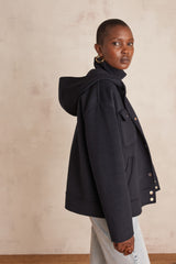 DOLINE NAVY HOODED WOOL JACKET