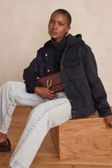 DOLINE NAVY HOODED WOOL JACKET