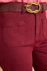 LUNA BURGUNDY WIDE-LEG TROUSERS