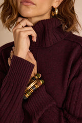ROXA WOOL TURTLENECK AUBERGINE DRESS