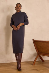 ROXANA PETROL STRAIGHT WOOL DRESS