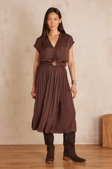 CRYSTAL CHOCOLATE PLEATED SKIRT