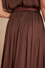 CRYSTAL CHOCOLATE PLEATED SKIRT