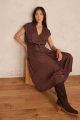 CRYSTAL CHOCOLATE PLEATED SKIRT