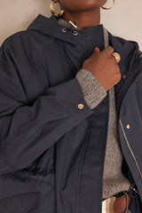 ANNETTE NAVY COTTON HOODED PARKA