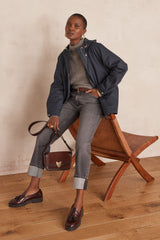 ANNETTE NAVY COTTON HOODED PARKA