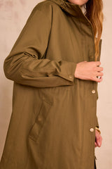 ANITA OLIVE LONG COTTON PARKA