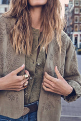 PAMINA KHAKI EMBROIDERED COTTON JACKET