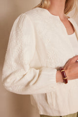 PAMINA CREAM EMBROIDERED COTTON JACKET