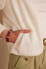 PAMINA CREAM EMBROIDERED COTTON JACKET